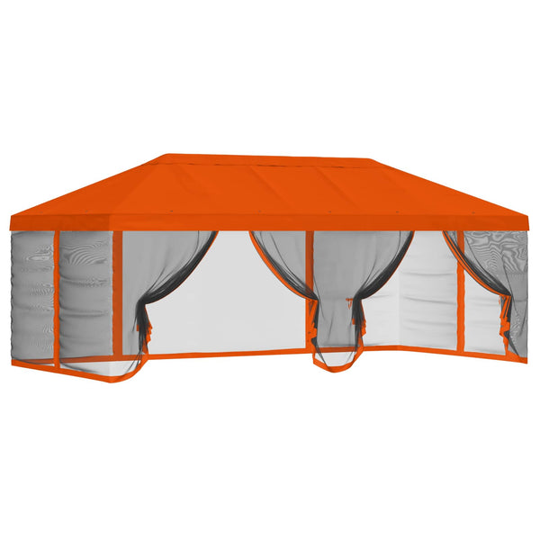Gazebo-peite sivuseinillä 6 x 3 m Oranssi Polyesteri 190 gsm