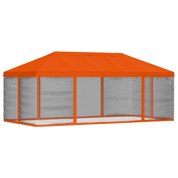 Gazebo-peite sivuseinillä 6 x 3 m Oranssi Polyesteri 190 gsm