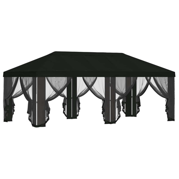 Gazebo-peite sivuseinillä 6 x 3 m Musta Polyesteri 190 gsm