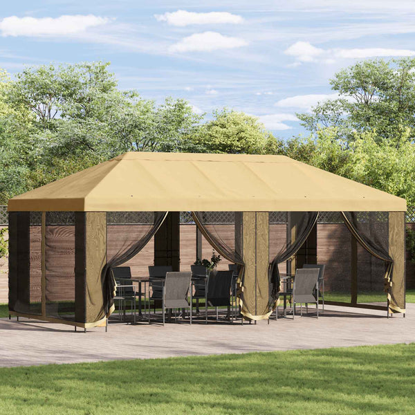 Gazebo-peite sivuseinillä Kerma 600,5 x 300,5 cm Polyesteri