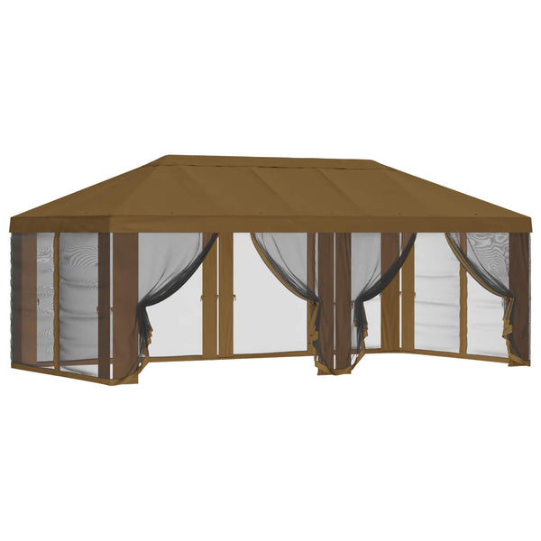 Gazebo-peite sivuseinillä 600,5 x 300,5 cm Taupe Polyesteri