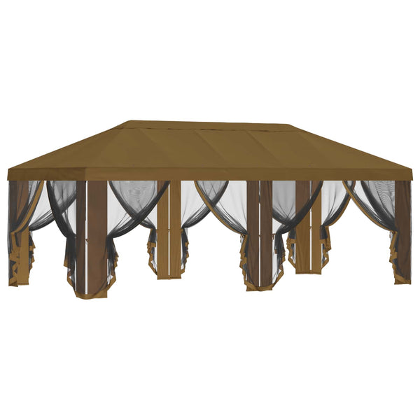 Gazebo-peite sivuseinillä 600,5 x 300,5 cm Taupe Polyesteri