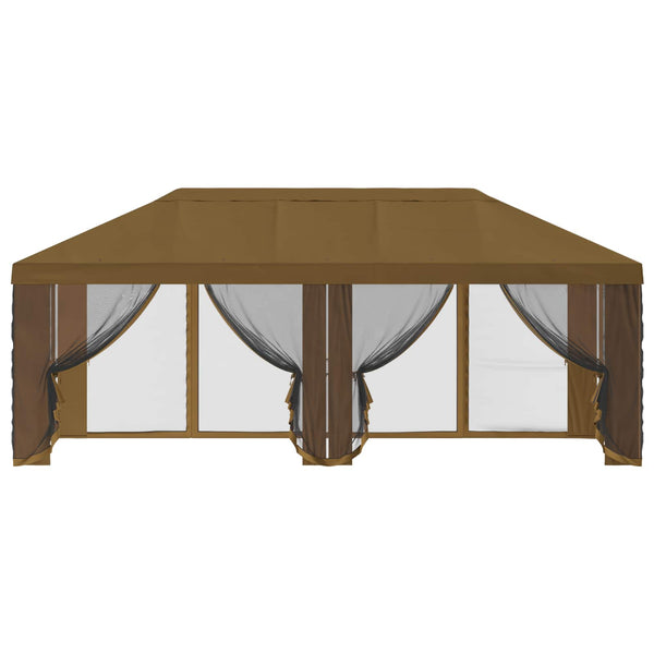 Gazebo-peite sivuseinillä 600,5 x 300,5 cm Taupe Polyesteri