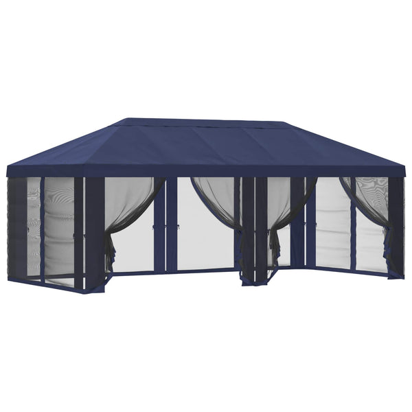 Gazebo-peite sivuseinillä Sininen 600,5 x 300,5 cm Polyesteri