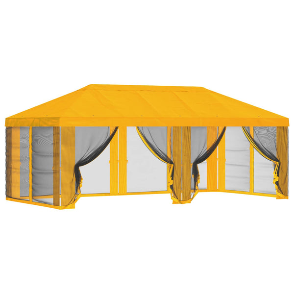 Gazebo-peite sivuseinillä Keltainen 600,5 x 300,5 cm Polyesteri