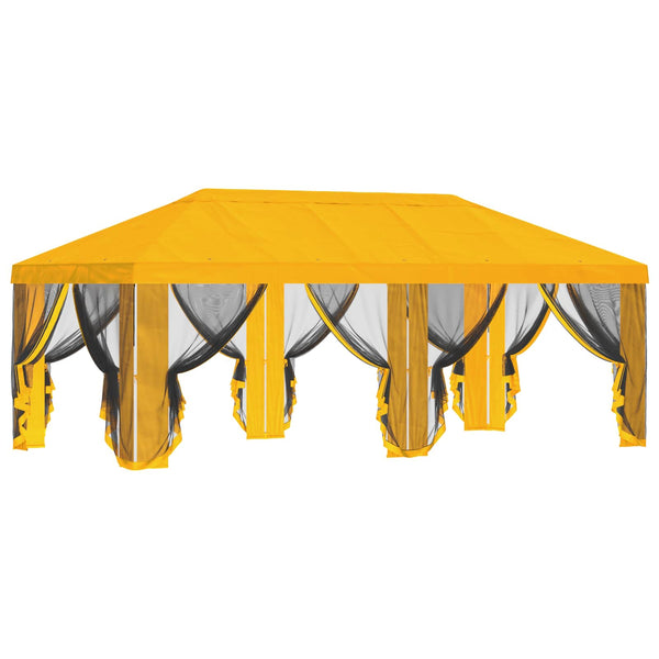 Gazebo-peite sivuseinillä Keltainen 600,5 x 300,5 cm Polyesteri