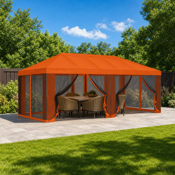 Gazebo-peite sivuseinillä Oranssi 600,5 x 300,5 cm Polyesteri
