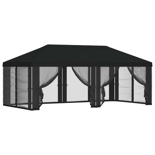Gazebo-peite sivuseinillä Musta 600,5 x 300,5 cm Polyesteri