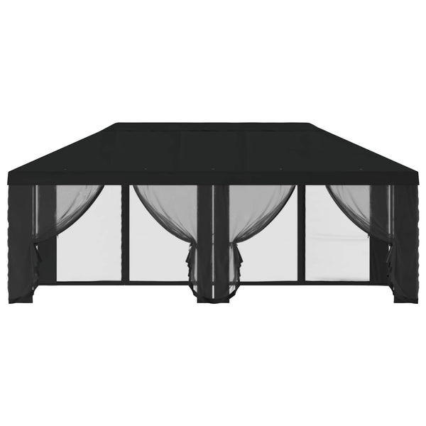 Gazebo-peite sivuseinillä Musta 600,5 x 300,5 cm Polyesteri