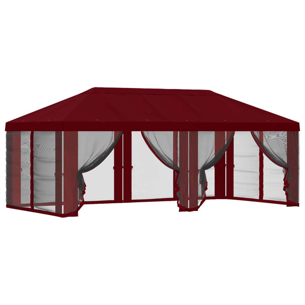 Gazebo-peite sivuseinillä Burgundi 600,5 x 300,5 cm Polyesteri