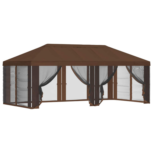 Gazebo-peite sivuseinillä Ruskea 600,5 x 300,5 cm Polyesteri
