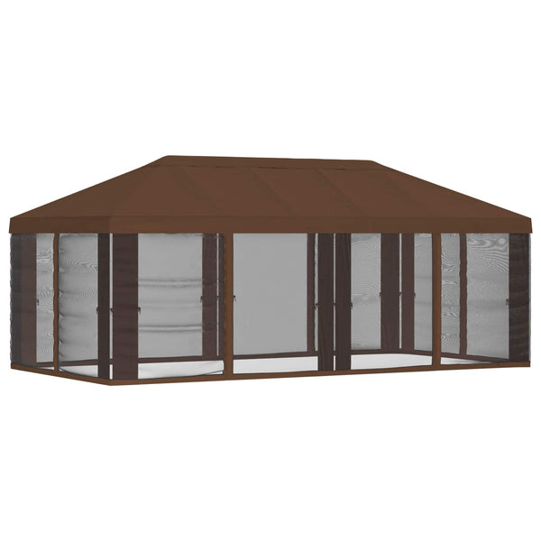 Gazebo-peite sivuseinillä Ruskea 600,5 x 300,5 cm Polyesteri