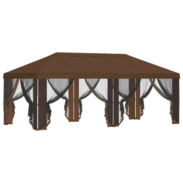 Gazebo-peite sivuseinillä Ruskea 600,5 x 300,5 cm Polyesteri