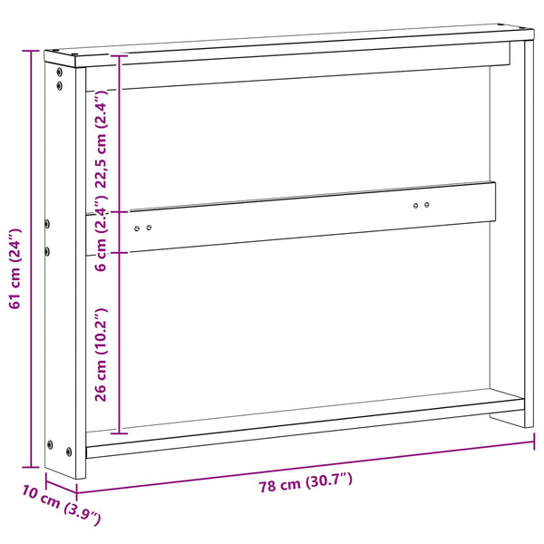 Käsinoja 2 kpl Luonnollinen 78 x 10 x 61 cm Tiheä akasiapuu
