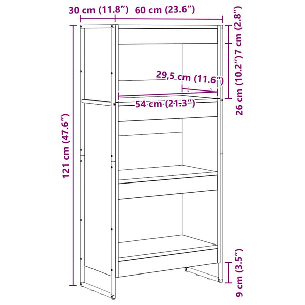 Kirjahylly 60 x 30 x 121 cm Tekninen puu Musta tammi.