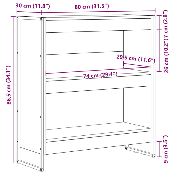 Kirjahylly 80 x 30 x 86,5 cm Tekninen puu Musta tammi.
