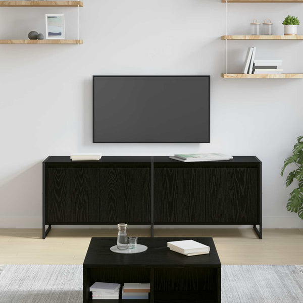 TV-kaappi Musta tammi. 140 x 36 x 49.5 cm Tekninen puu