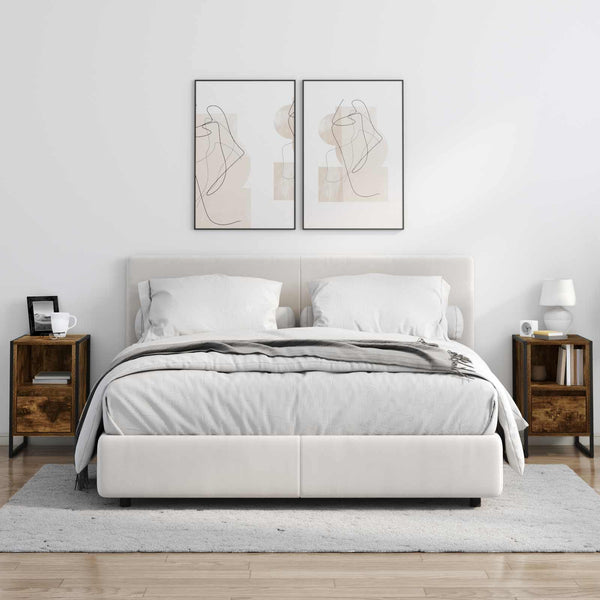 2 kpl yöpöytä Savupuu 39,5 x 30 x 50 cm Tekninen puu