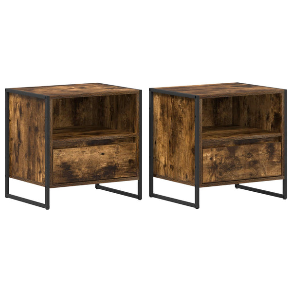 Yöpöytä 2 pcs Savupuu 50 x 39,5 x 50 cm Tekninen puu