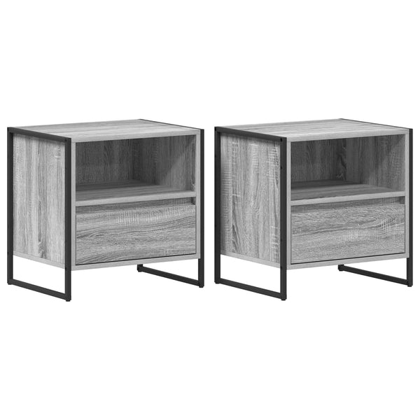 Yöpöytä 2 pcs Harmaa Sonoma 50 x 39,5 x 50 cm Tekninen puu