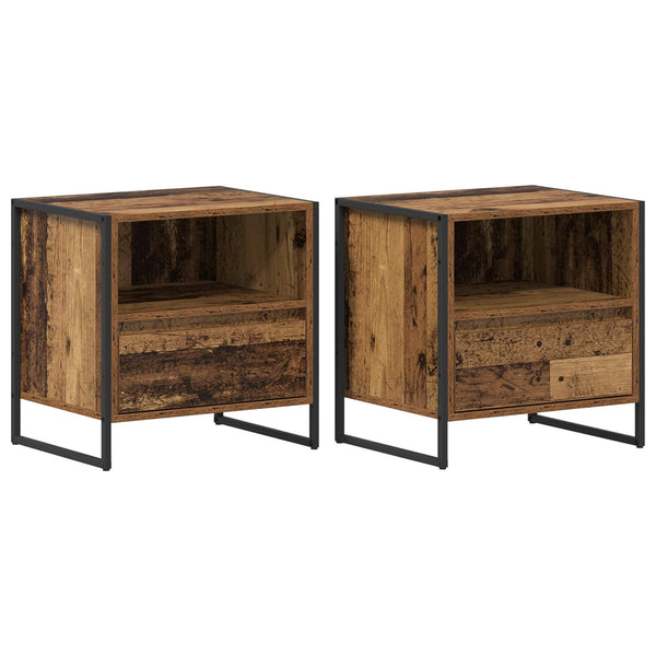 Yöpöytä 2 pcs Vanha Puu 50 x 39,5 x 50 cm Tekninen puu