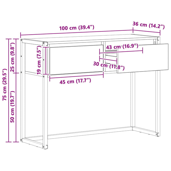 Päätypöytä Sonoma Harmaa 100 x 36 x 75 cm Tekninen puu