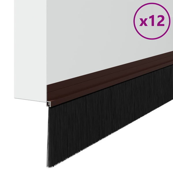 12 pcs itsekiinnittyvät harjatiivisteet oville Ruskea 100 cm