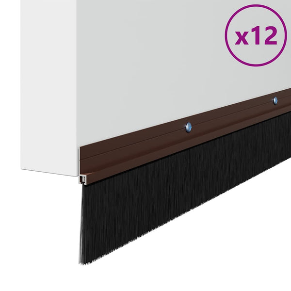 Kierteellinen oven harjasulku 12 kpl Ruskea 100 cm Alumiiniseos