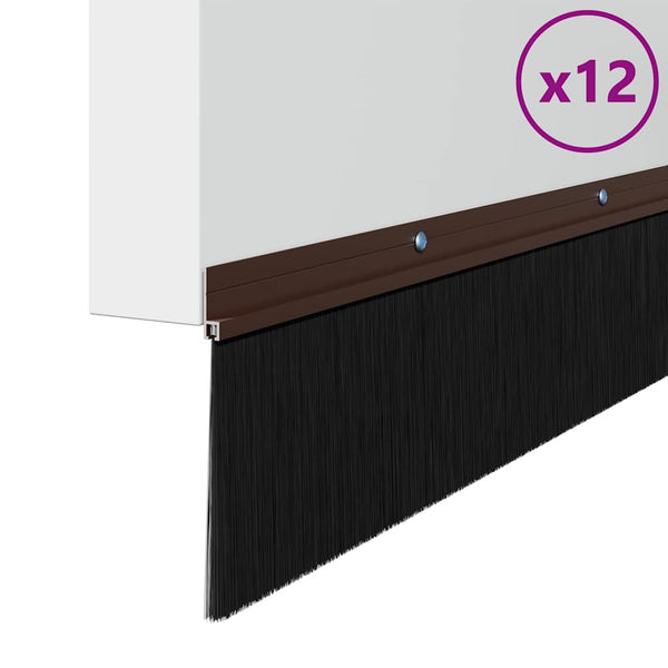 Kierteellinen harjasulku 12 osaa oven Ruskea 100 cm Alumiiniseos