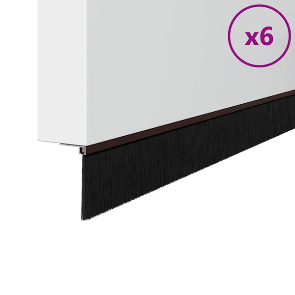 6 pcs Kierteellinen harjasulku oven Ruskea 100 cm Alumiiniseos
