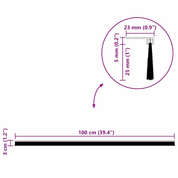 12 kpl Hopea itsekiinnittyviä oven harjatiivisteitä 100 cm