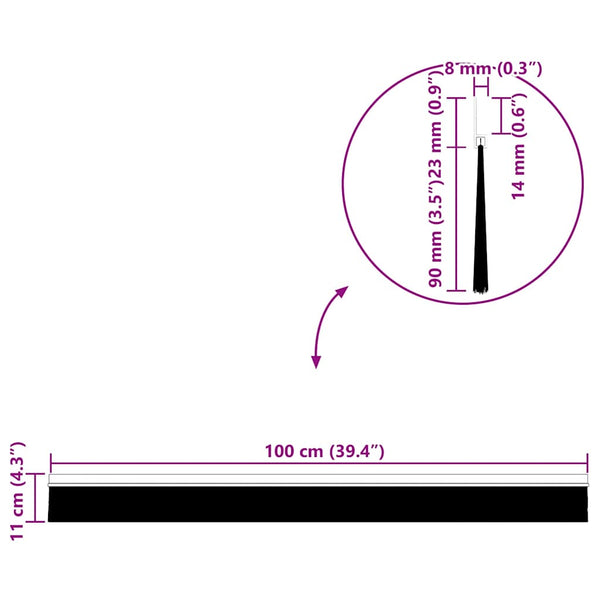 12 kpl valkoisia itsekiinnittyviä oven harjatiivisteitä 100 cm