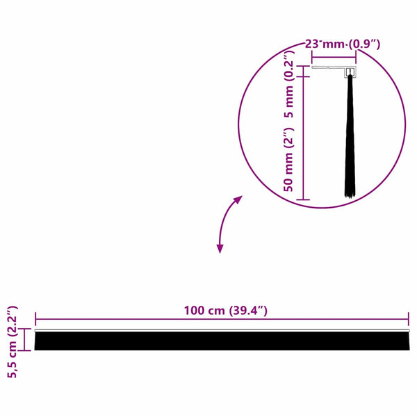 2 kpl oven harjatiivisteitä 100 cm itsekiinnittyvänä Valkoisena