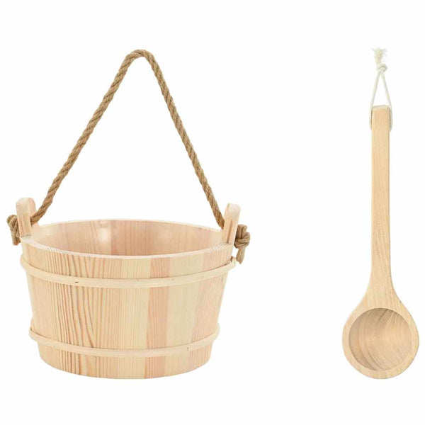 Saunakiulu 2 pcs Ruskea Kiinteä mänty ja hempa