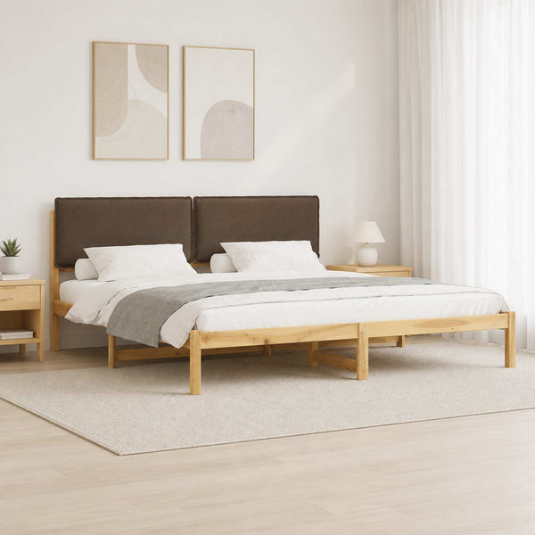 Sänkyrunko verhoillulla päädyn Valkopesty ja taupe 200 x 200 cm