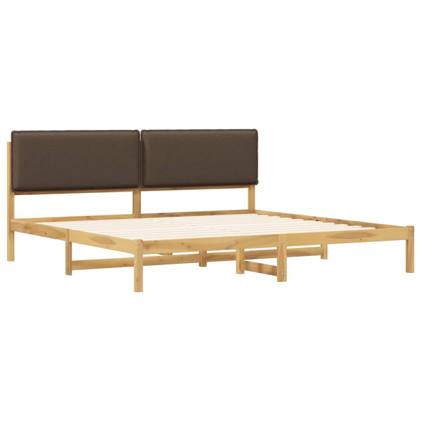 Sänkyrunko verhoillulla päädyn Valkopesty ja taupe 200 x 200 cm