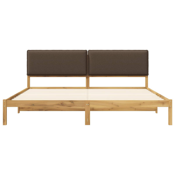 Sänkyrunko verhoillulla päädyn Valkopesty ja taupe 200 x 200 cm
