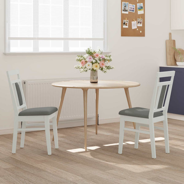Ruokatuoli 2 kpl Kestävä Kumipuinen Valkoinen ja Harmaa