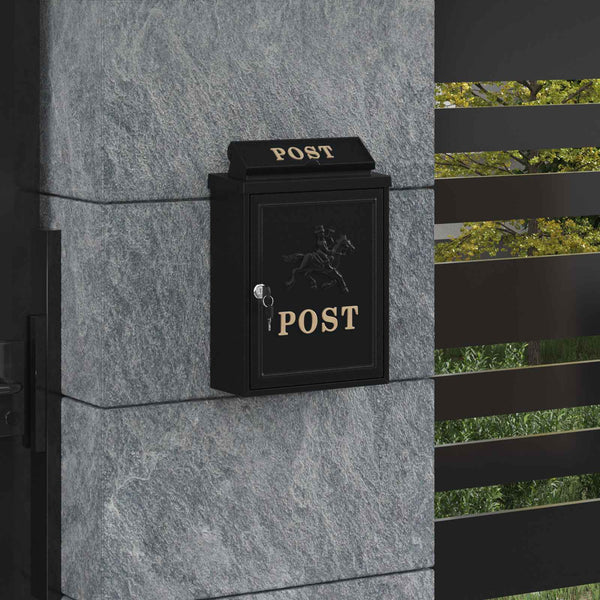Seinälle Asennettava Postilaatikko ovella Musta 29 x 13 x 41 cm