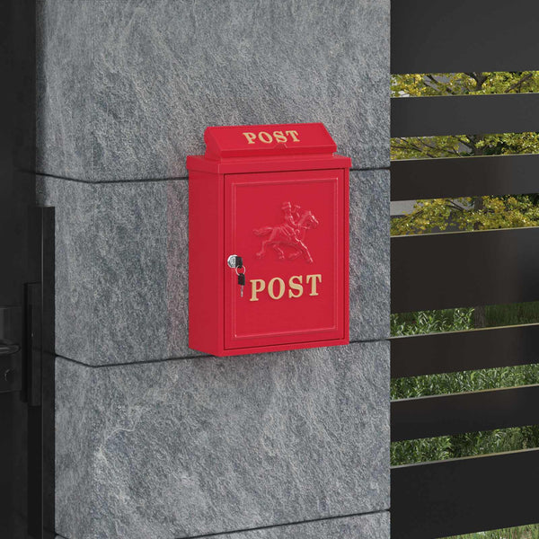 Seinälle Asennettava Postilaatikko Punainen 29 x 13 x 41 cm