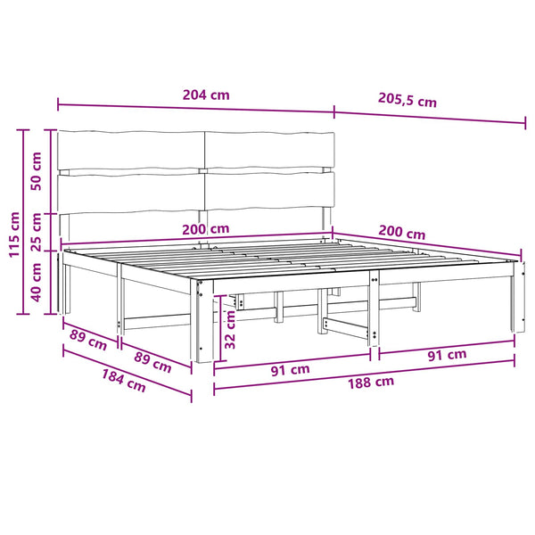 Parivuodekehys päädyn kanssa ROSTOCK Tumma ruskea 200 x 200 cm
