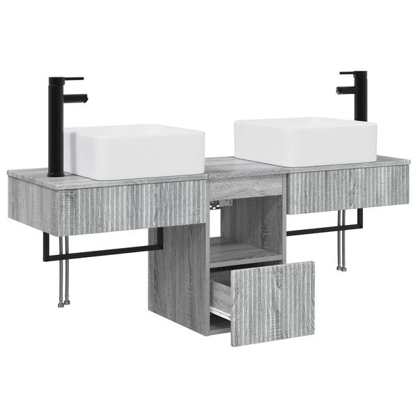 Kylpyhuoneen kaappisetti 3 kpl Harmaa Sonoma 53 x 35 x 39 cm