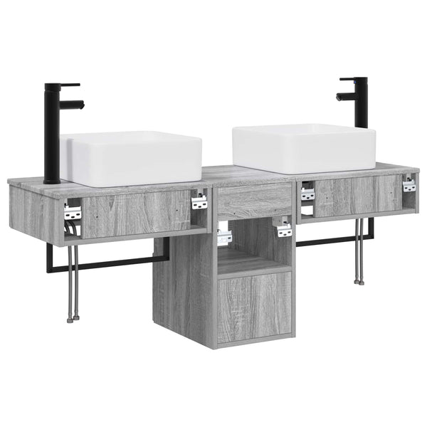 Kylpyhuoneen kaappisetti 3 kpl Harmaa Sonoma 53 x 35 x 39 cm
