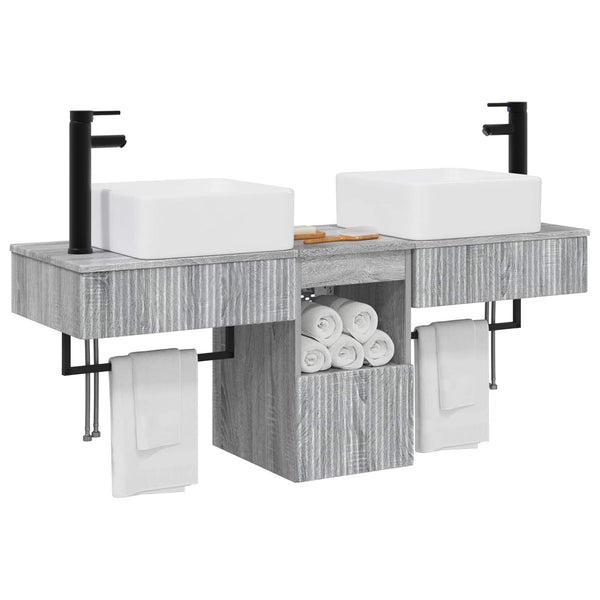 Kylpyhuoneen kaappisetti 3 kpl Harmaa Sonoma 53 x 35 x 39 cm