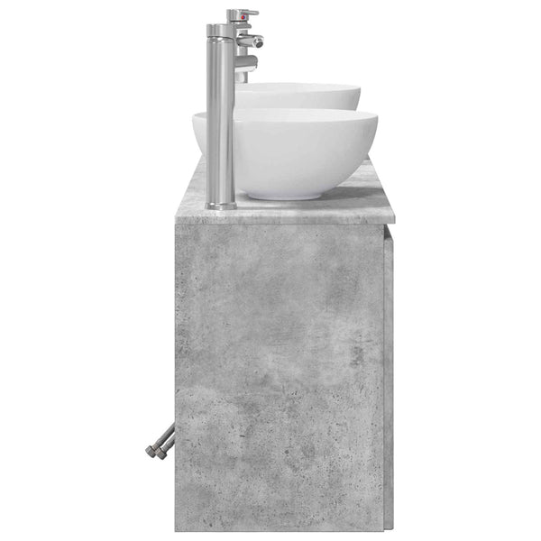 Kylpyhuoneen kaappisetti 3 kpl Betoninharmaa 129 x 35 x 80 cm