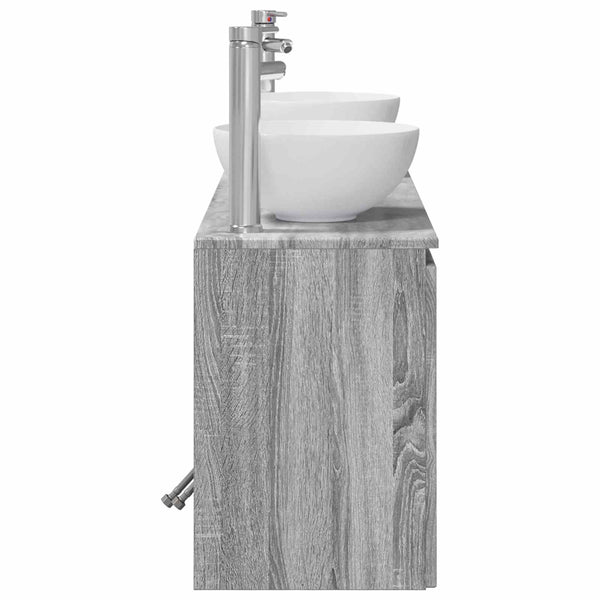 Kylpyhuoneen kaappisetti 3 kpl Harmaa Sonoma 129 x 35 x 80 cm