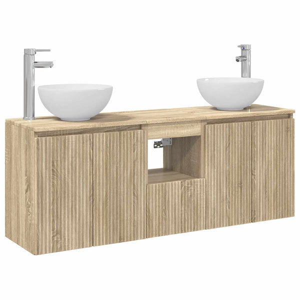 Kylpyhuoneen kaappisetti 3 kpl Sonoma-tammi 129 x 41 x 80 cm