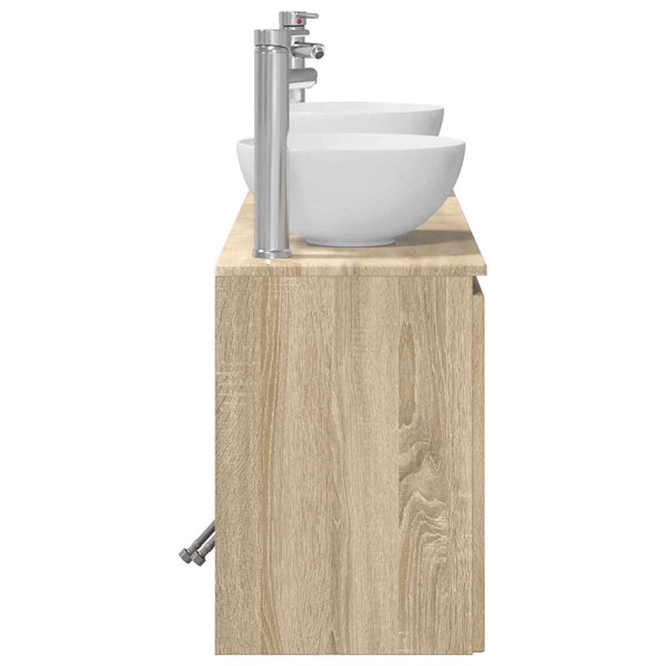 Kylpyhuoneen kaappisetti 3 kpl Sonoma-tammi 129 x 41 x 80 cm