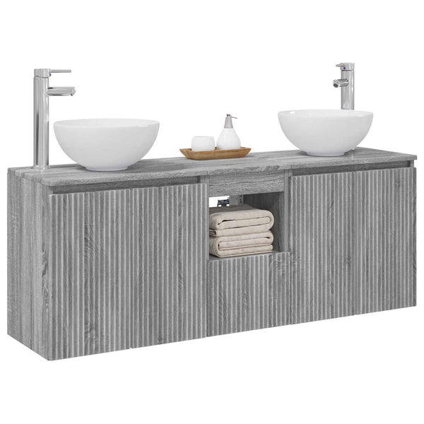 Kylpyhuoneen kaappisetti 3 kpl Harmaa Sonoma 129 x 41 x 80 cm