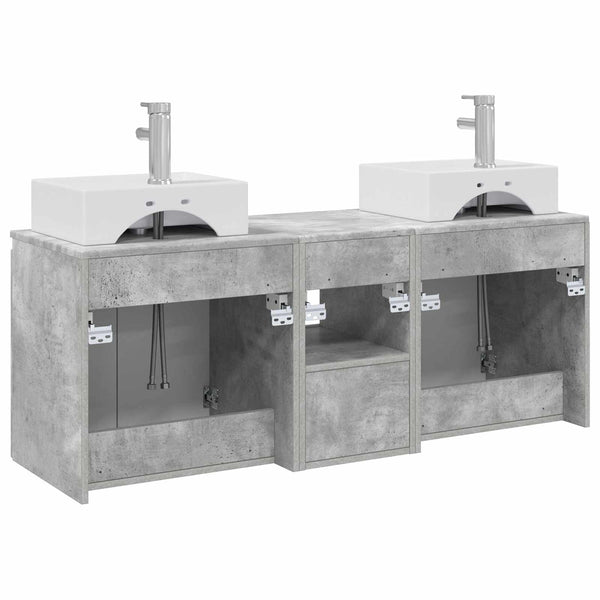 Kylpyhuoneen kaappisetti 3 kpl Betoninharmaa 129 x 41 x 79,5 cm